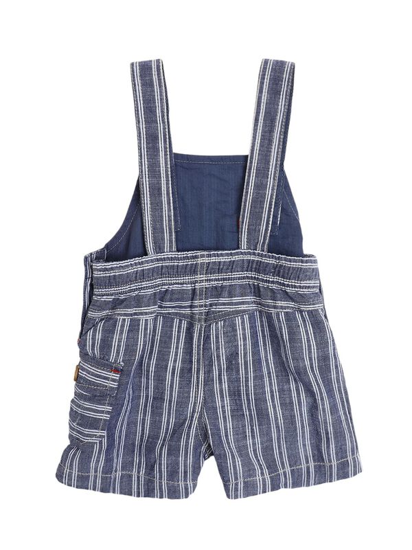 Boys White & Medium Blue T-shirt with Short Dungaree image number 1